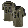 Ncoe C.Bengals #64 Ted Karras Player Olive Salute to Service Game Stitched Jerseys