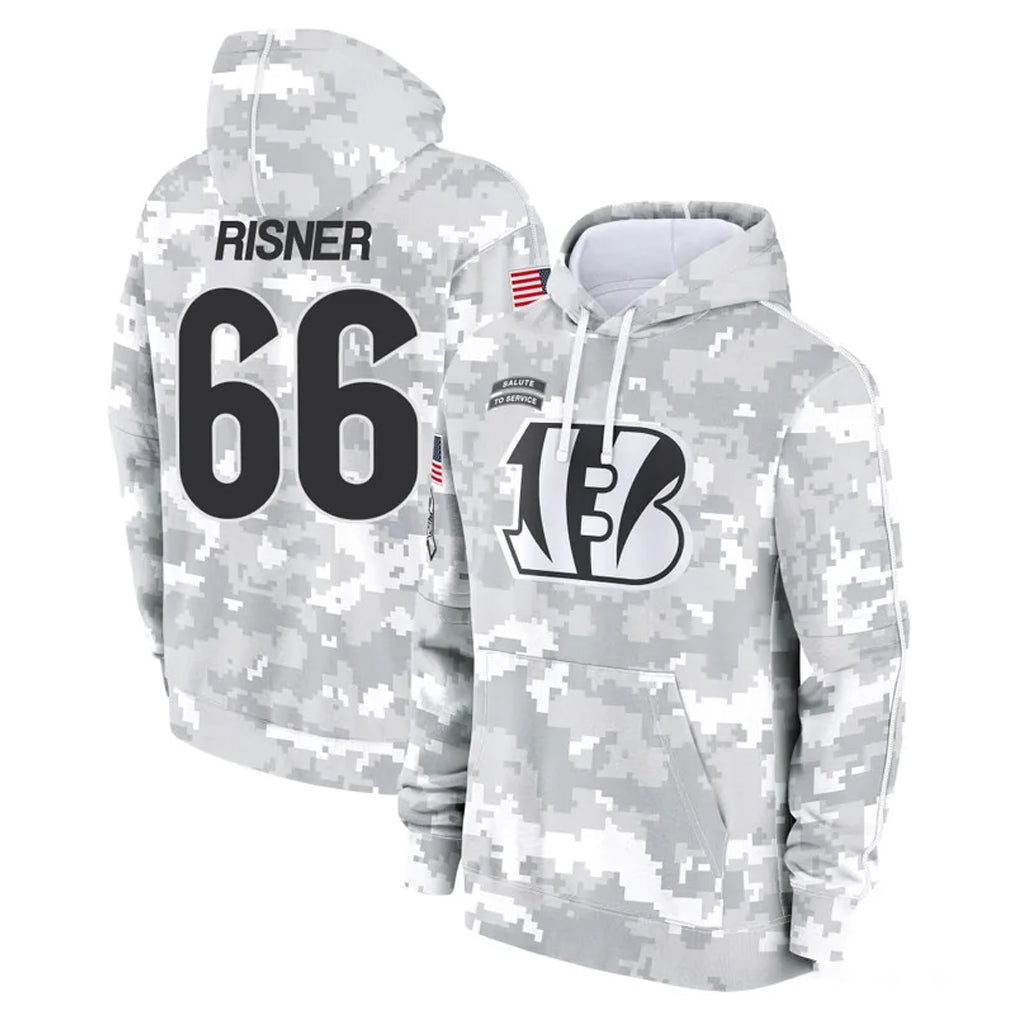 Ncoe C.Bengals #66 Dalton Risner Player Arctic Camo Salute to Service Pullover Hoodie Limited Stitched Jerseys