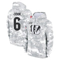 Ncoe C.Bengals #6 Brian Cook Player Arctic Camo Salute to Service Pullover Hoodie Limited Stitched Jerseys