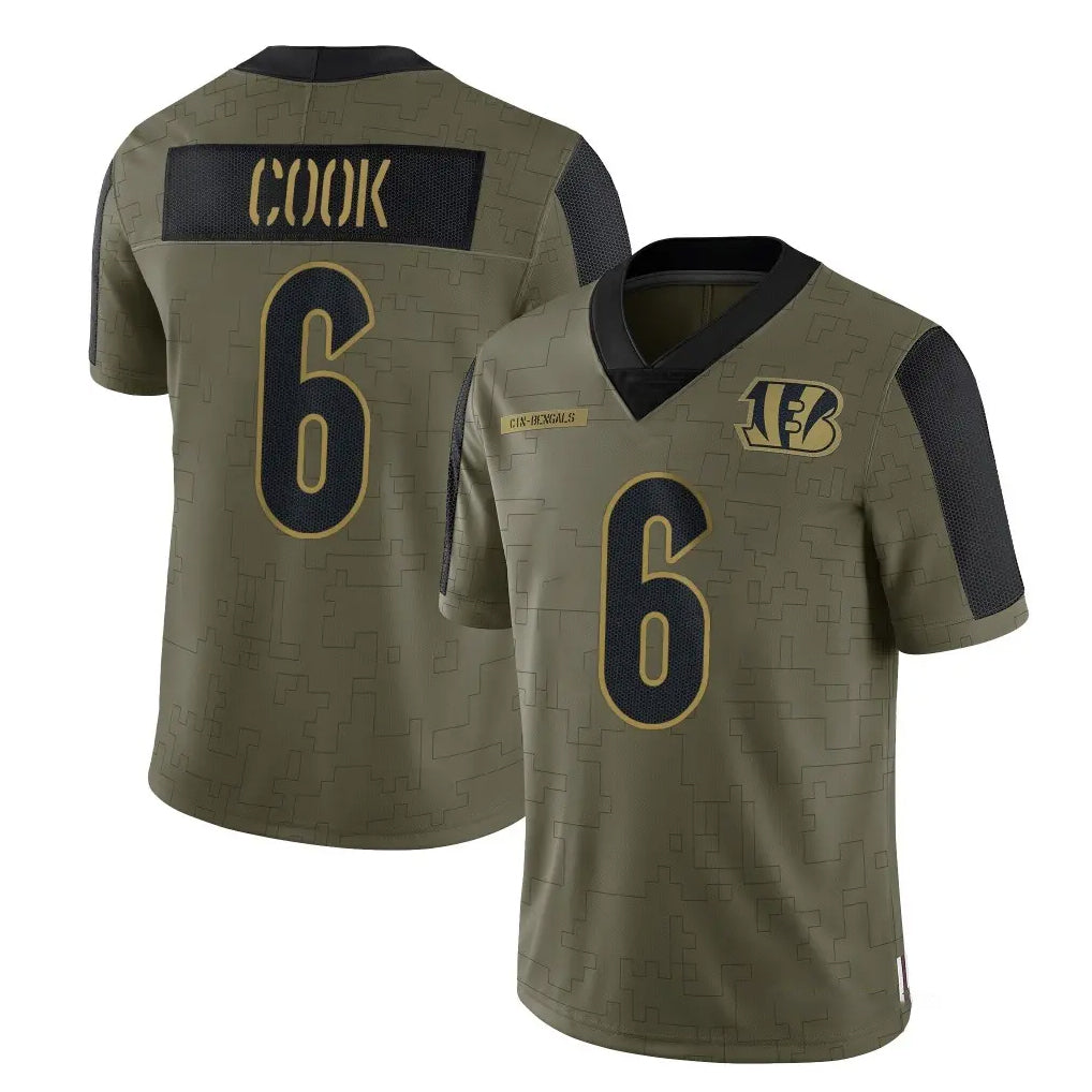 Ncoe C.Bengals #6 Brian Cook Player Olive Salute to Service Game Stitched Jerseys