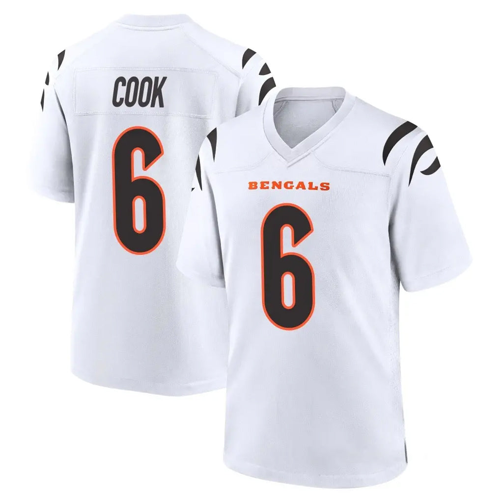 Ncoe C.Bengals #6 Brian Cook Player White Home Game Stitched Jerseys