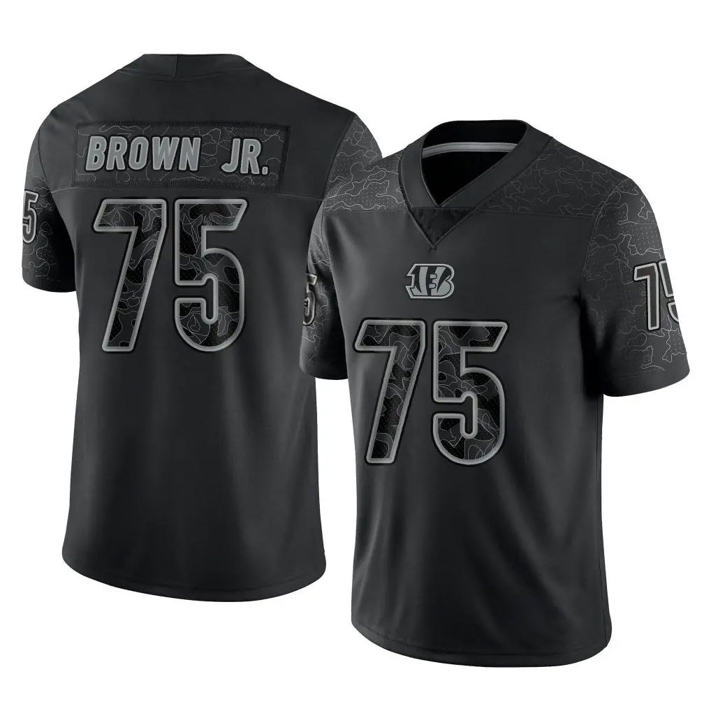 Ncoe C.Bengals #75 Orlando Brown Jr. Player Black Reflective Limited Game Stitched Jerseys