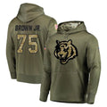 Ncoe C.Bengals #75 Orlando Brown Jr. Player Olive Salute to Service Pullover Hoodies Home Game Stitched Jerseys