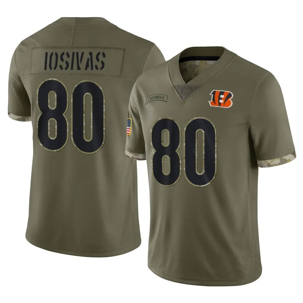Ncoe C.Bengals #80 Andrei Iosivas Player Olive Salute to Service Limited Game Stitched Jerseys