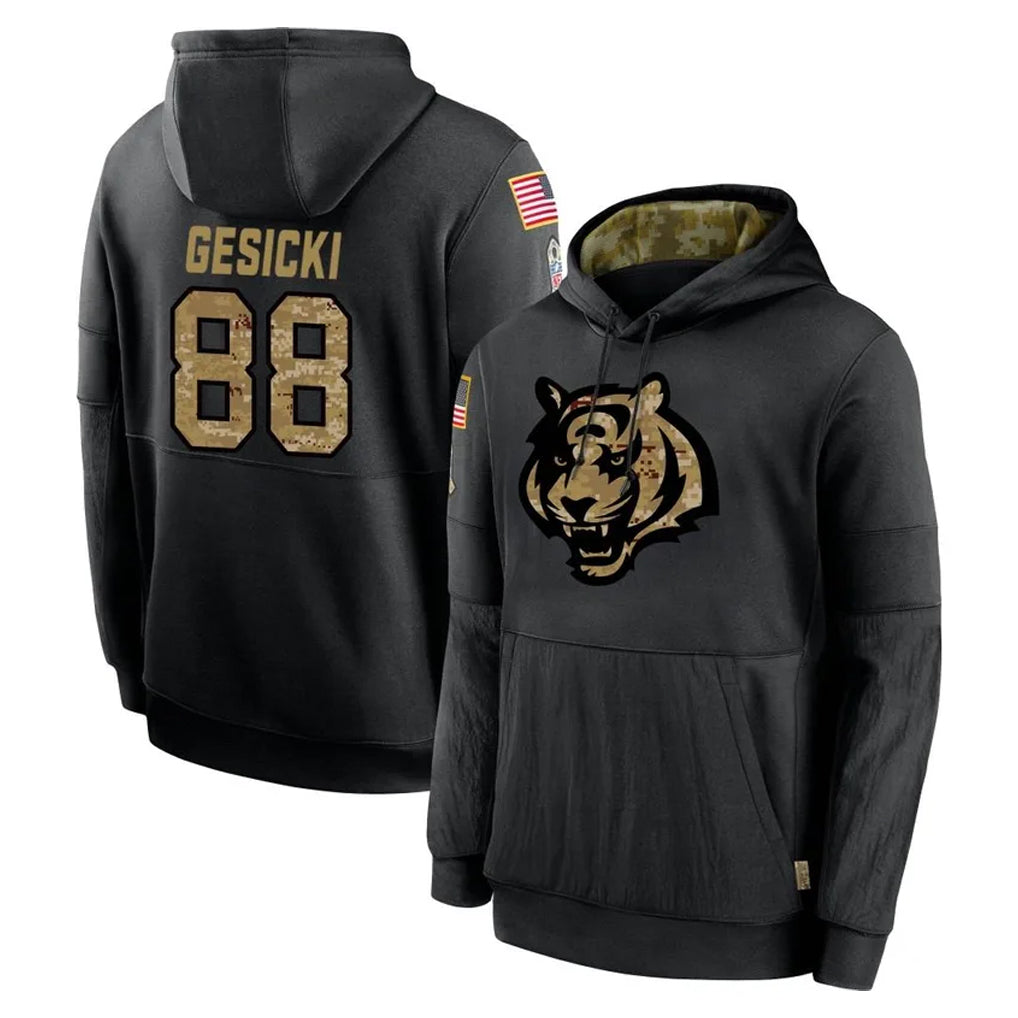 Ncoe C.Bengals #88 Mike Gesicki Player Black Salute to Service Pullover Hoodies Limited Stitched Jerseys