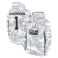 Ncoe C.Browns #1 KC Concepcion Player Arctic Camo Salute to Service Hoodies Limited Game Stitched Jerseys