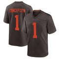 Ncoe C.Browns #1 KC Concepcion Player Brown Alternate Home Game Stitched Jerseys
