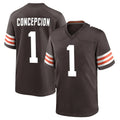 Ncoe C.Browns #1 KC Concepcion Player Brown Home Game Stitched Jerseys