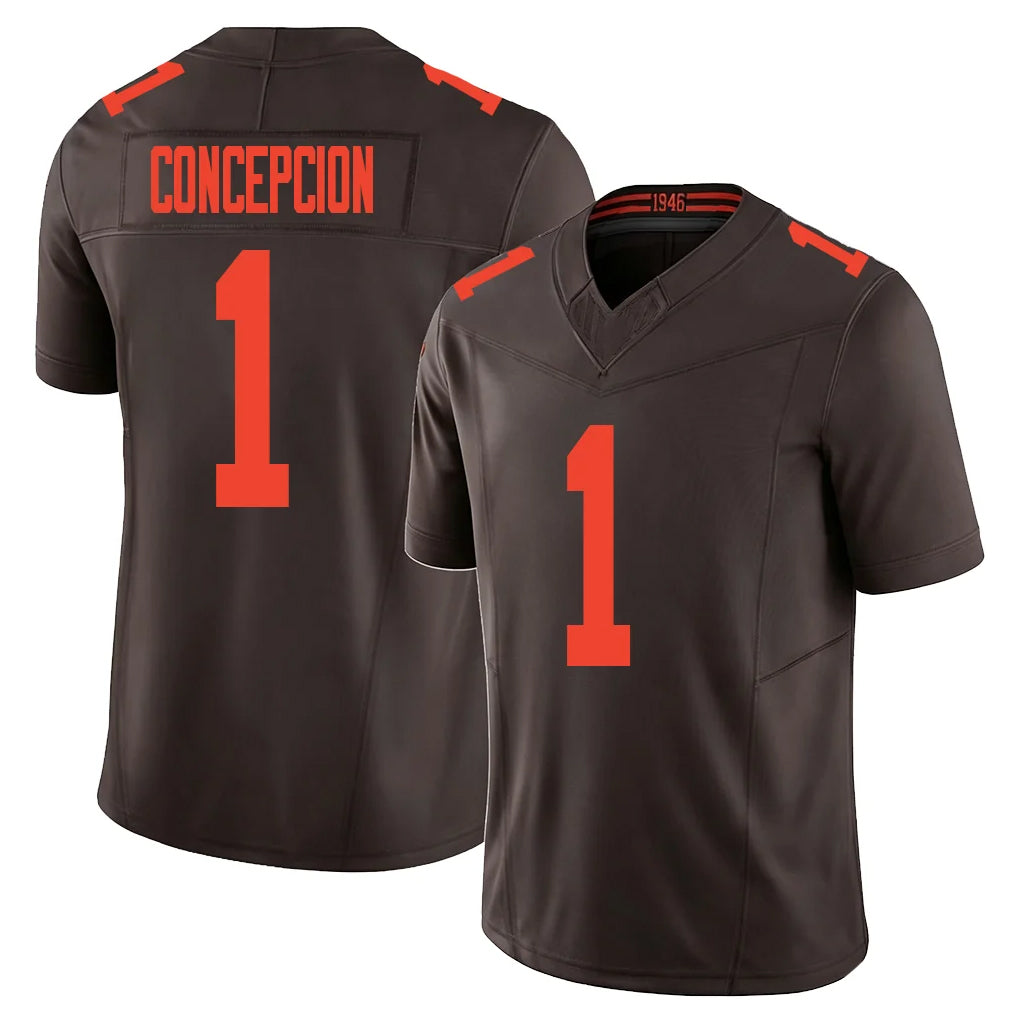 Ncoe C.Browns #1 KC Concepcion Player Brown Limited Vapor F.U.S.E. Alternate Game Stitched Jerseys