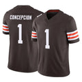Ncoe C.Browns #1 KC Concepcion Player Brown Vapor F.U.S.E. Limited Home Game Stitched Jerseys