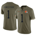 Ncoe C.Browns #1 KC Concepcion Player Olive Salute to Service Limited Game Stitched Jerseys