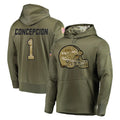 Ncoe C.Browns #1 KC Concepcion Player Olive Salute to Service Pullover Hoodies Home Game Stitched Jerseys