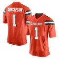 Ncoe C.Browns #1 KC Concepcion Player Orange Home Game Stitched Jerseys