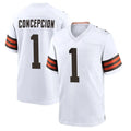 Ncoe C.Browns #1 KC Concepcion Player White Home Game Stitched Jerseys