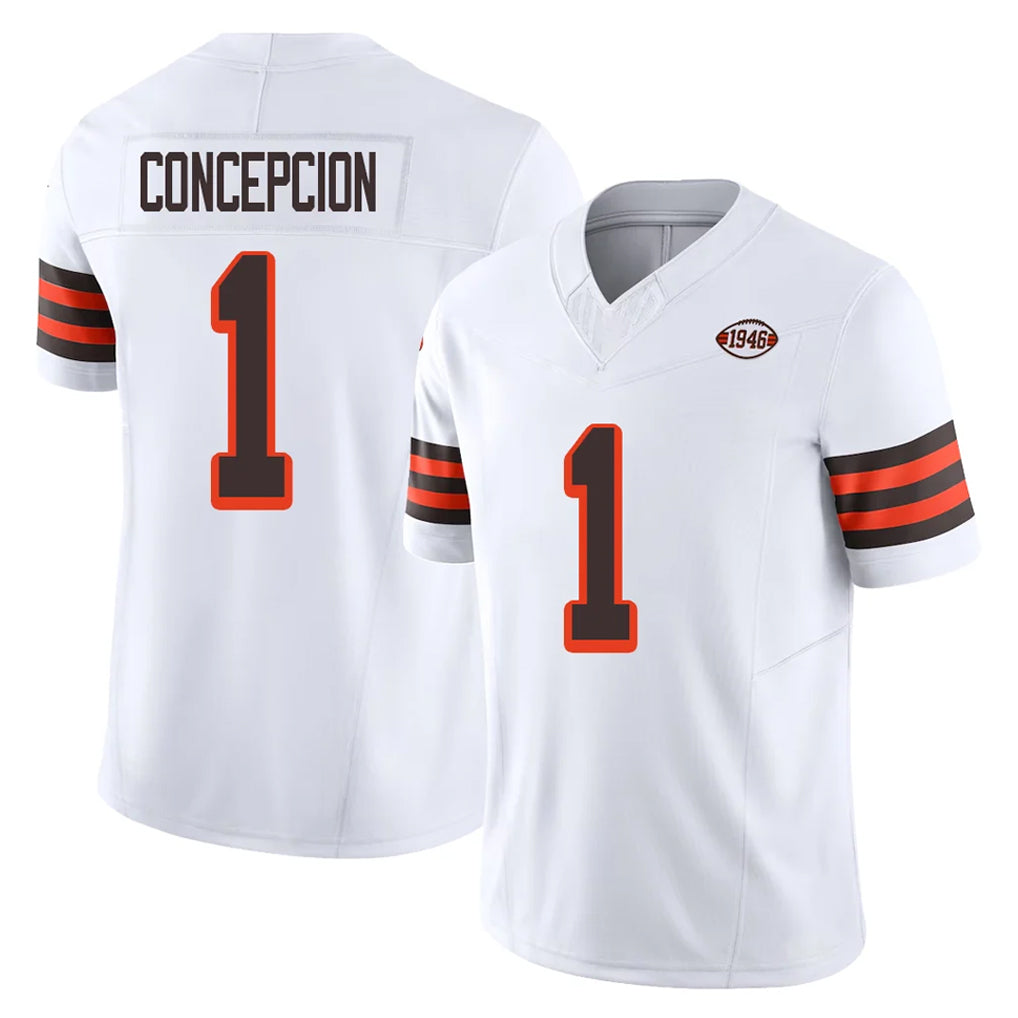 Ncoe C.Browns #1 KC Concepcion Player White Limited Vapor F.U.S.E. Alternate Game Stitched Jerseys