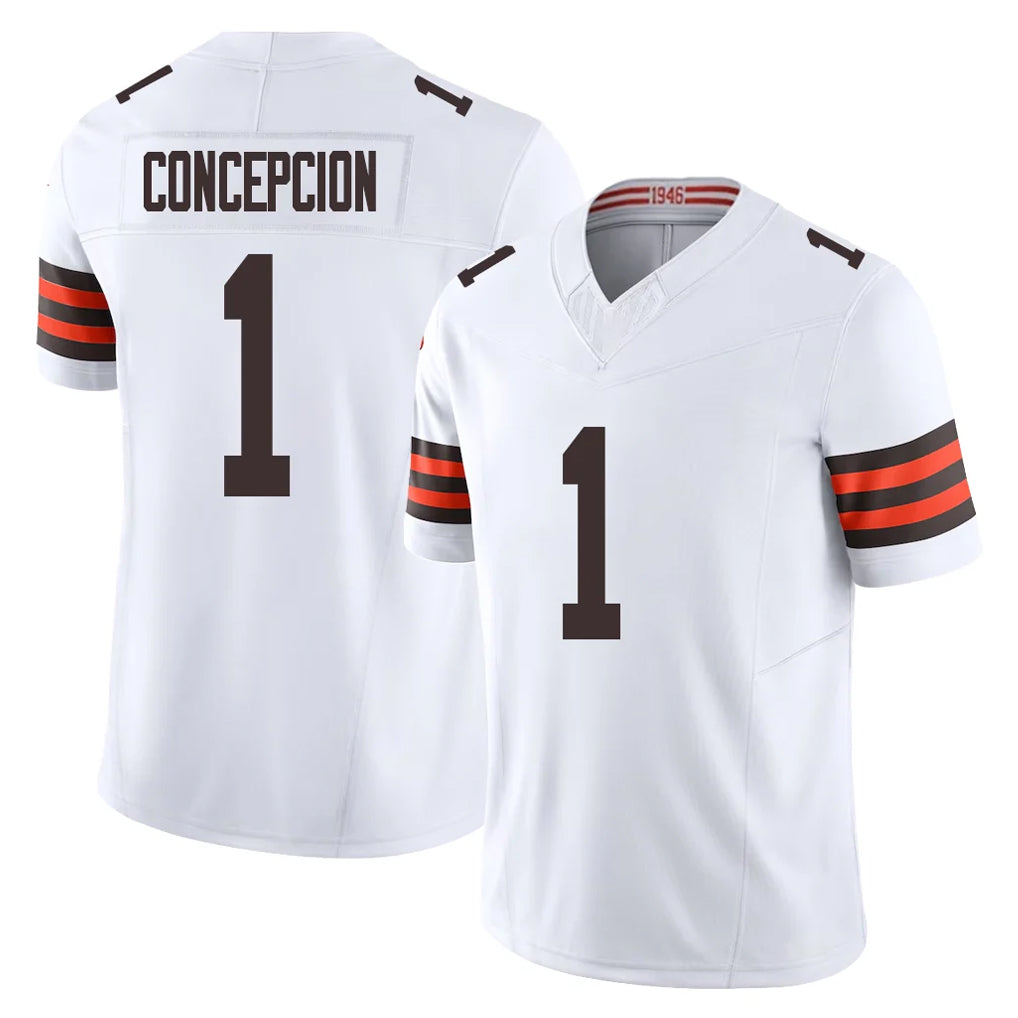 Ncoe C.Browns #1 KC Concepcion Player White Vapor F.U.S.E. Limited Home Game Stitched Jerseys
