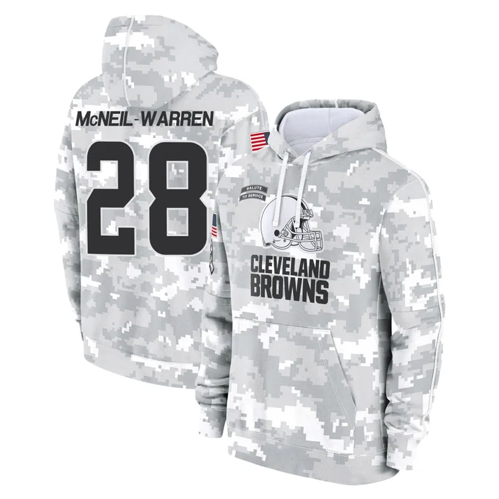 Ncoe C.Browns #28 Emmanuel McNeil-Warren Player Arctic Camo Salute to Service Hoodies Limited Game Stitched Jerseys