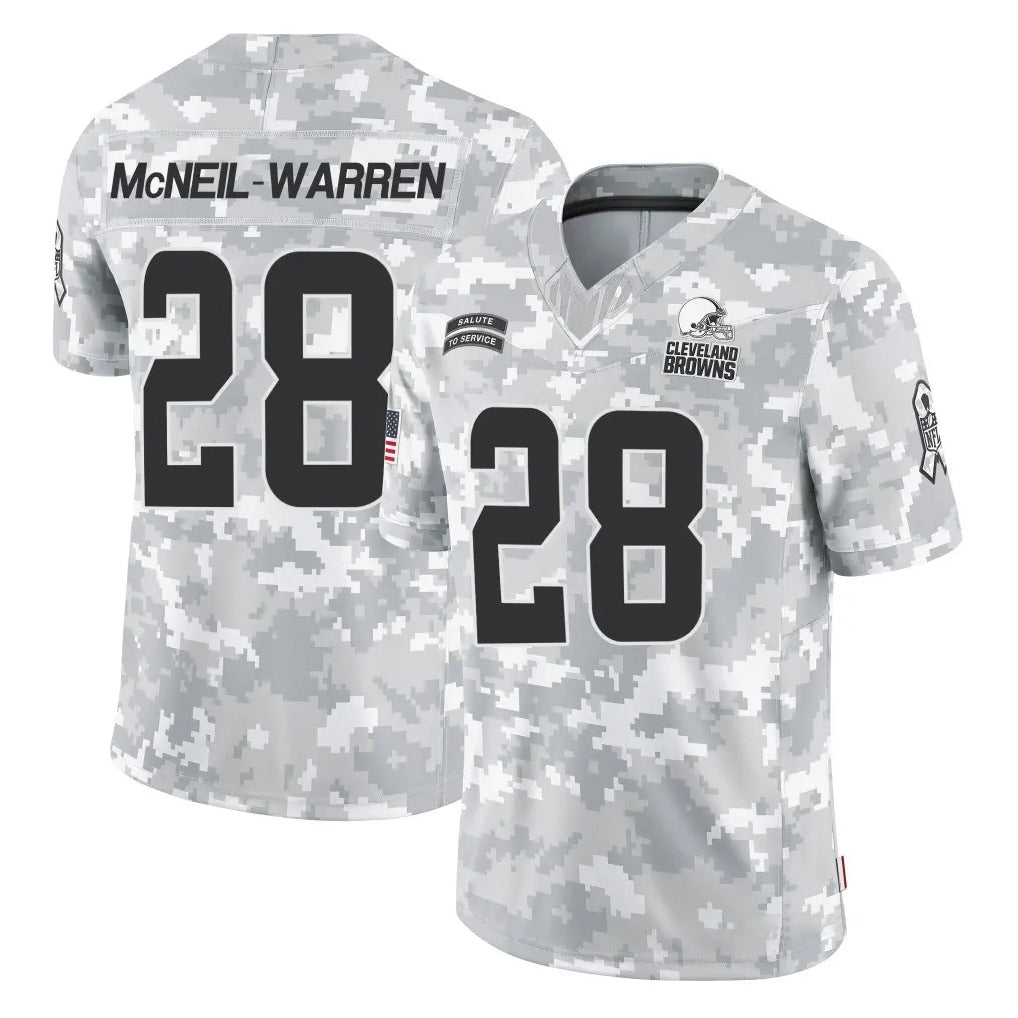 Ncoe C.Browns #28 Emmanuel McNeil-Warren Player Arctic Camo Salute to Service Limited Home Game Stitched Jerseys