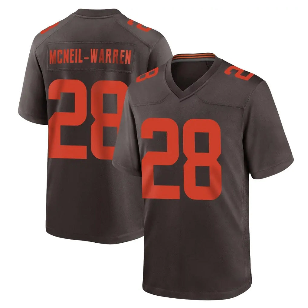 Ncoe C.Browns #28 Emmanuel McNeil-Warren Player Brown Alternate Home Game Stitched Jerseys