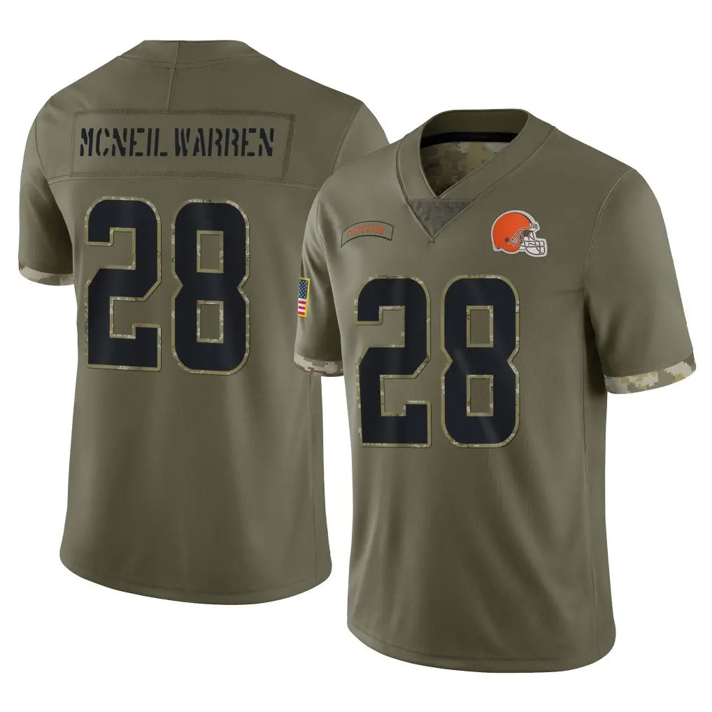 Ncoe C.Browns #28 Emmanuel McNeil-Warren Player Olive Salute to Service Limited Game Stitched Jerseys