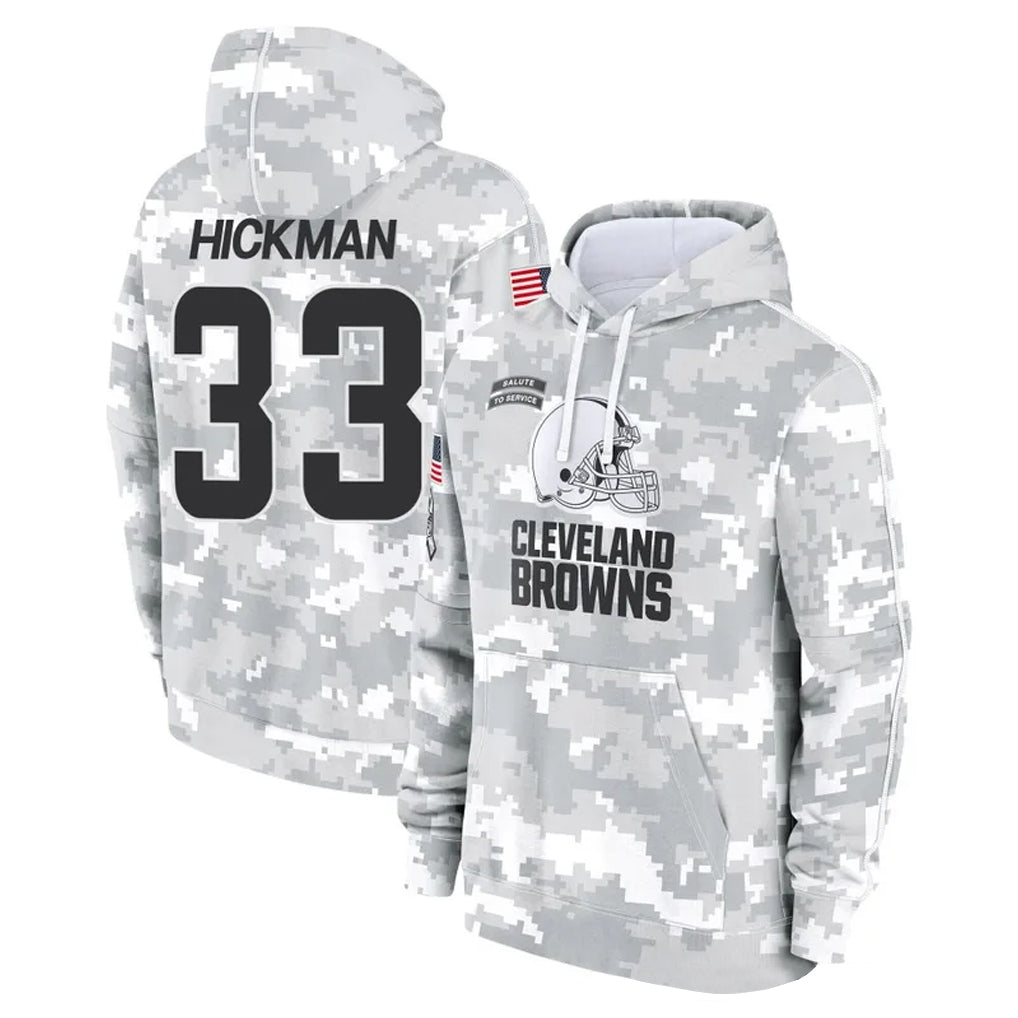 Ncoe C.Browns #33 Ronnie Hickman Player Arctic Camo Salute to Service Hoodies Limited Game Stitched Jerseys