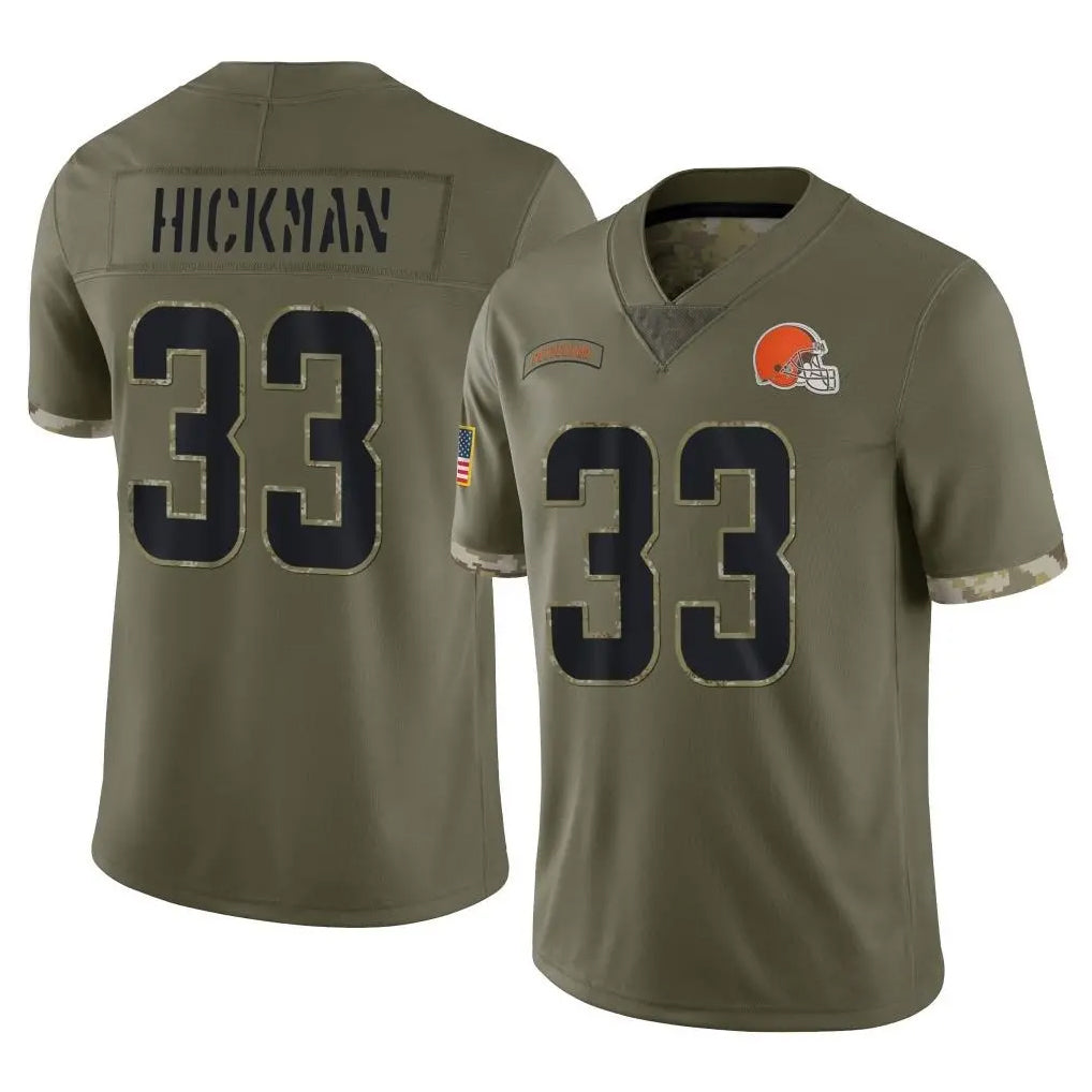 Ncoe C.Browns #33 Ronnie Hickman Player Olive Salute to Service Limited Game Stitched Jerseys