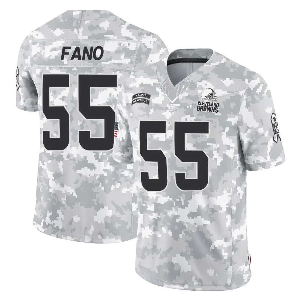 Ncoe C.Browns #55 Spencer Fano Player Arctic Camo Salute to Service Limited Home Game Stitched Jerseys