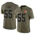 Ncoe C.Browns #55 Spencer Fano Player Olive Salute to Service Limited Game Stitched Jerseys