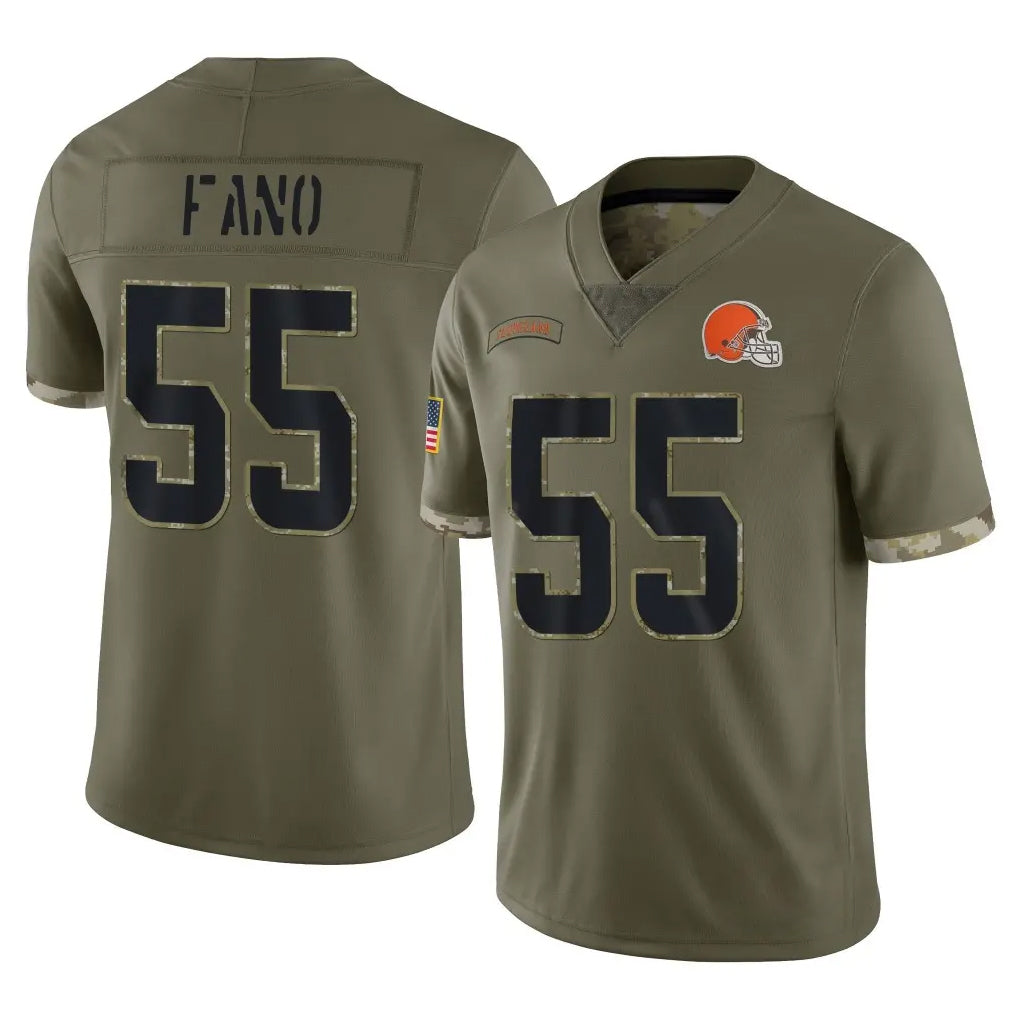Ncoe C.Browns #55 Spencer Fano Player Olive Salute to Service Limited Game Stitched Jerseys