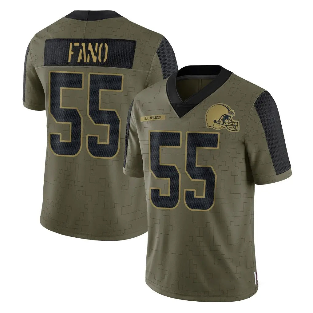 Ncoe C.Browns #55 Spencer Fano Player Olive Salute to Service Limited Home Game Stitched Jerseys