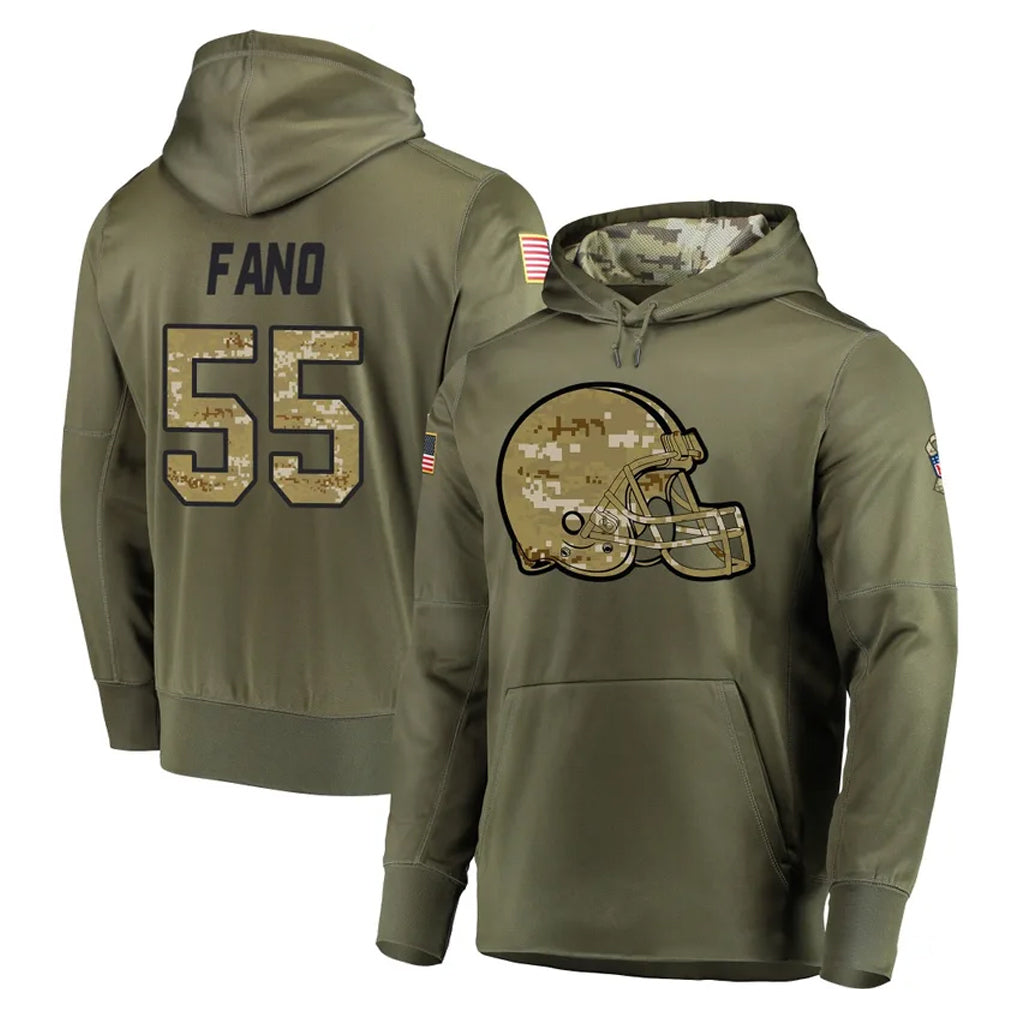 Ncoe C.Browns #55 Spencer Fano Player Olive Salute to Service Pullover Hoodies Home Game Stitched Jerseys