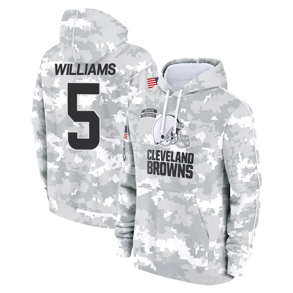 Ncoe C.Browns #5 Quincy Williams Player Arctic Camo Salute to Service Hoodies Limited Game Stitched Jerseys