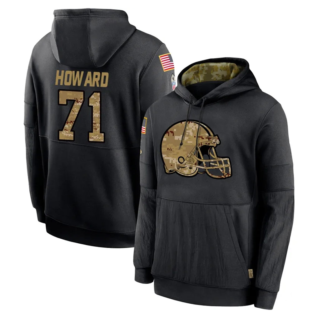 Ncoe C.Browns #71 Tytus Howard Player Black Salute to Service Pullover Hoodies Limited Stitched Jerseys