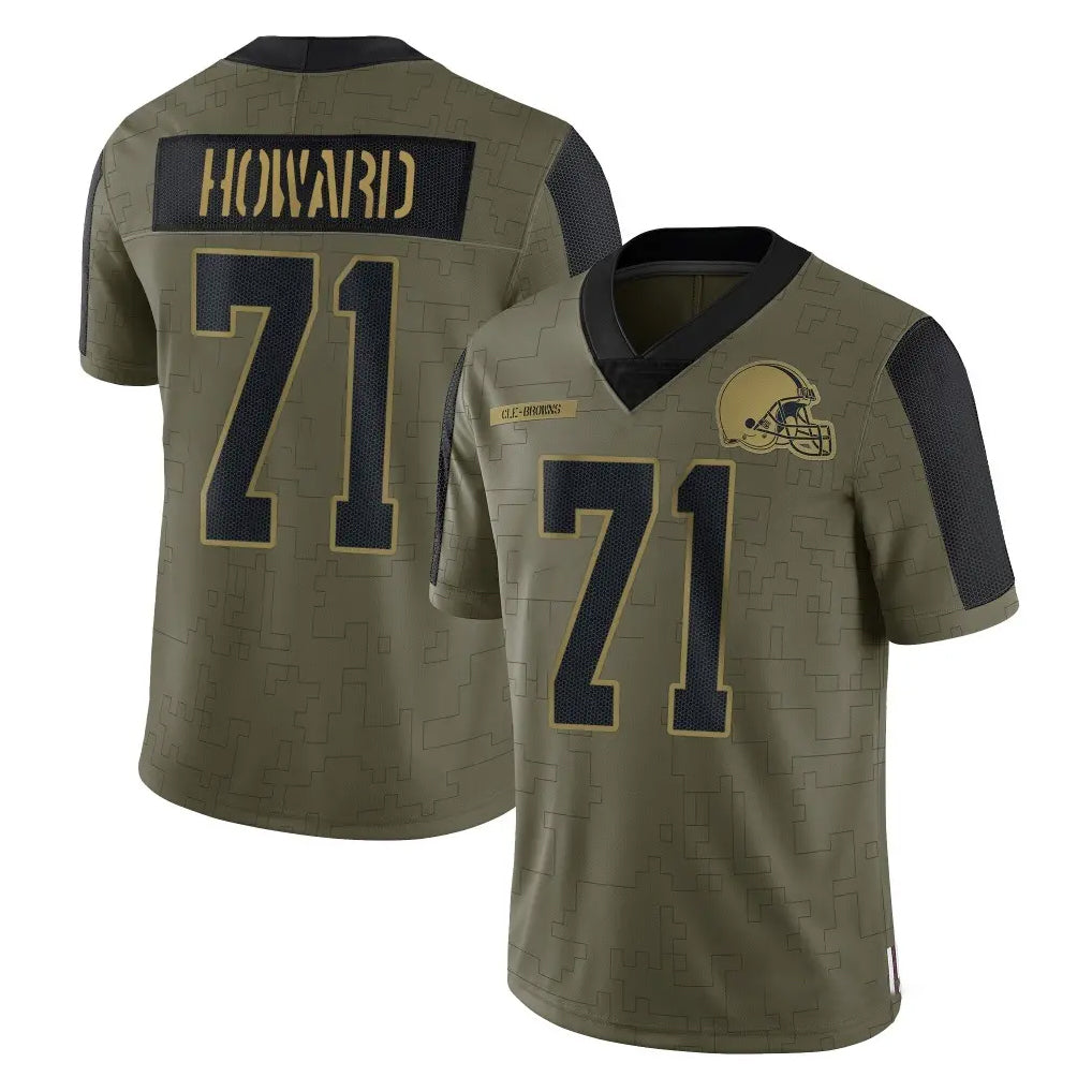 Ncoe C.Browns #71 Tytus Howard Player Olive Salute to Service Limited Home Game Stitched Jerseys