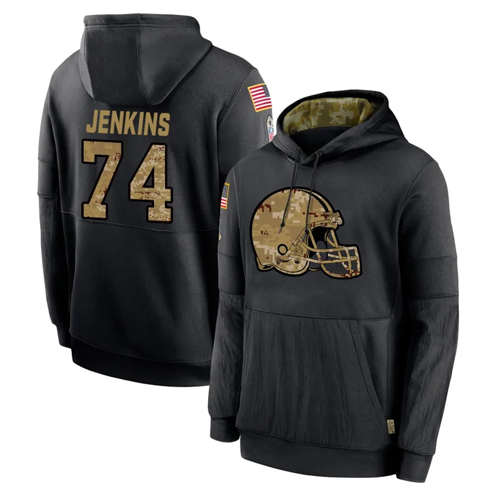 Ncoe C.Browns #74 Elgton Jenkins Player Black Salute to Service Pullover Hoodies Limited Stitched Jerseys