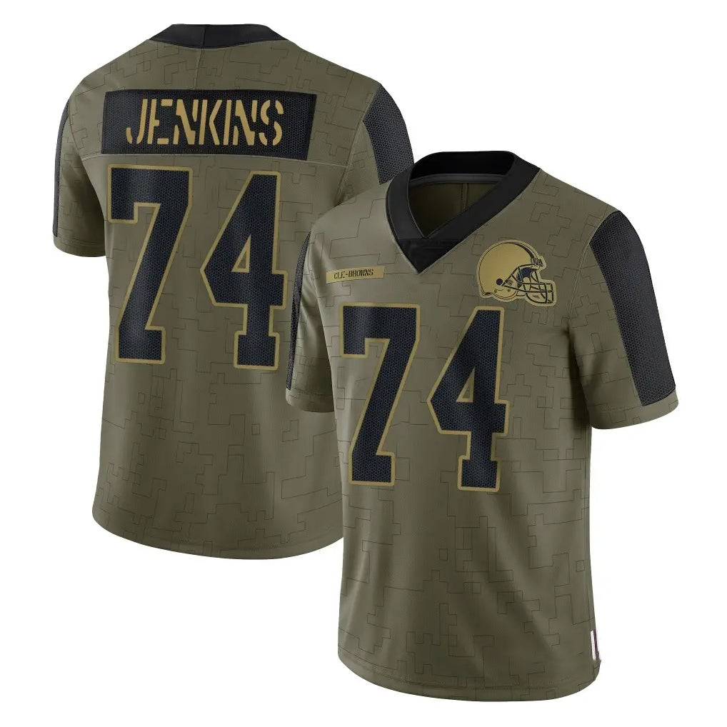 Ncoe C.Browns #74 Elgton Jenkins Player Olive Salute to Service Limited Home Game Stitched Jerseys