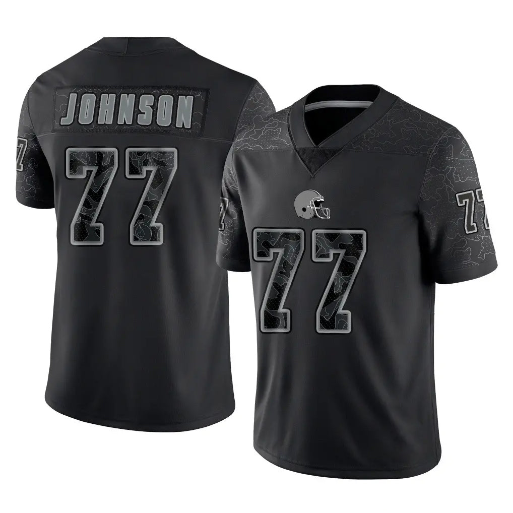 Ncoe C.Browns #77 Zion Johnson Player Black Reflective Home Game Stitched Jerseys