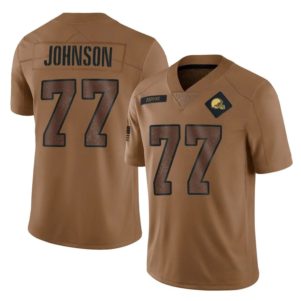 Ncoe C.Browns #77 Zion Johnson Player Brown Salute to Service Limited Home Game Stitched Jerseys