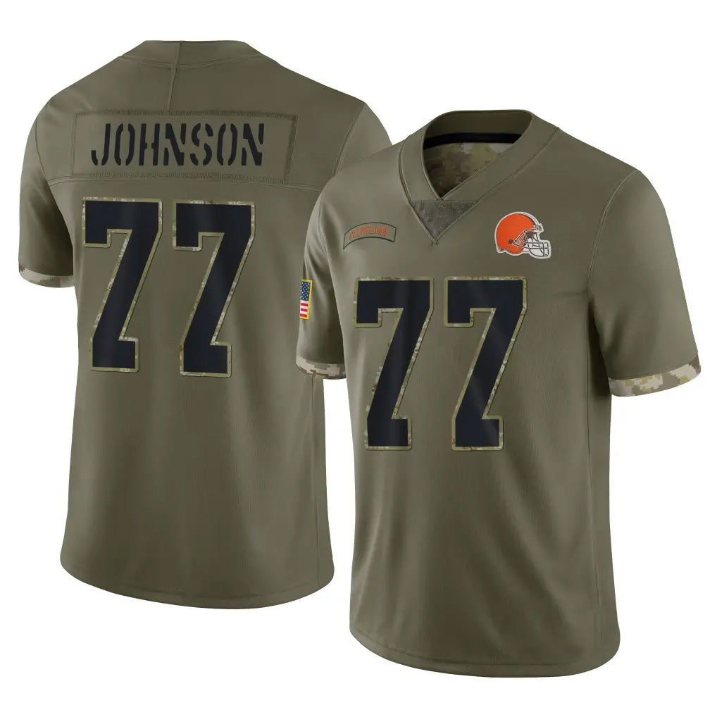 Ncoe C.Browns #77 Zion Johnson Player Olive Salute to Service Limited Game Stitched Jerseys