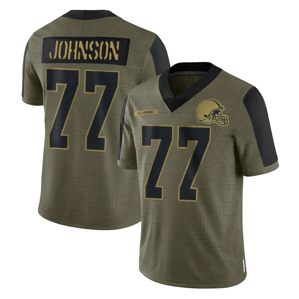 Ncoe C.Browns #77 Zion Johnson Player Olive Salute to Service Limited Home Game Stitched Jerseys