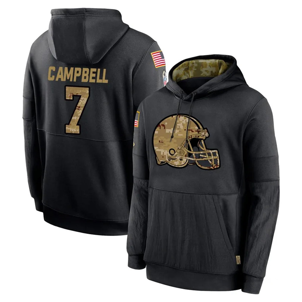 Ncoe C.Browns #7 Tyson Campbell Player Black Salute to Service Pullover Hoodies Limited Stitched Jerseys