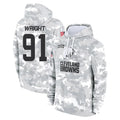 Ncoe C.Browns #91 Alex Wright Player Arctic Camo Salute to Service Hoodies Limited Game Stitched Jerseys