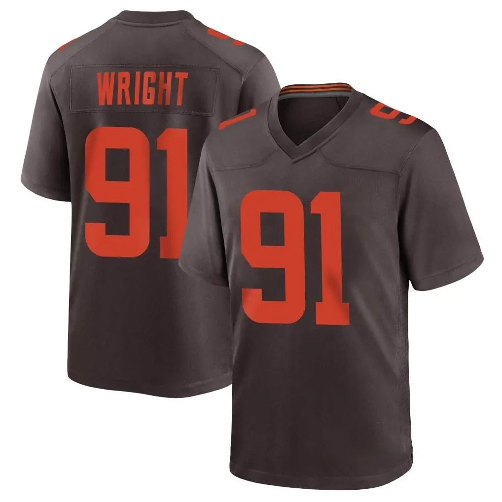 Ncoe C.Browns #91 Alex Wright Player Brown Alternate Home Game Stitched Jerseys
