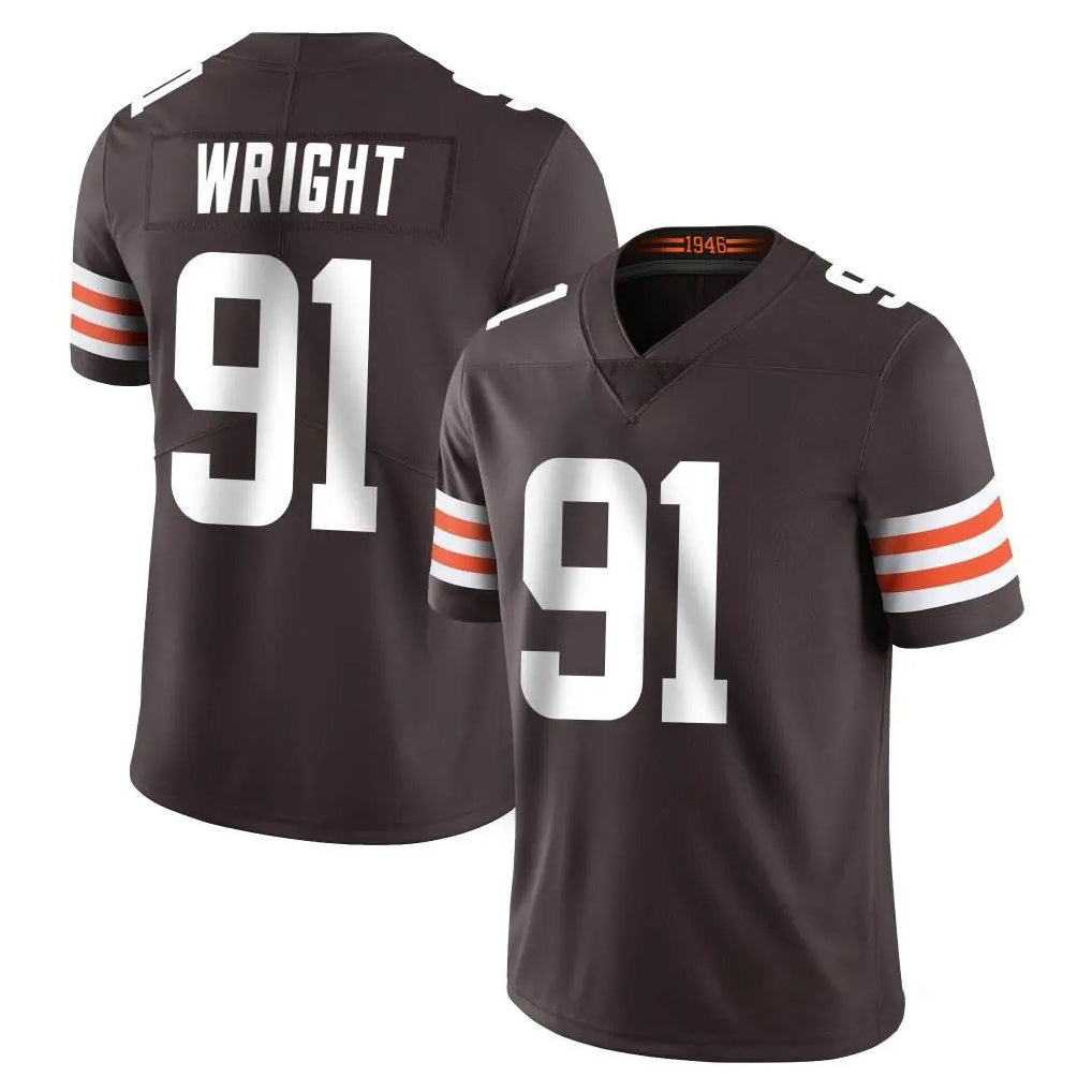 Ncoe C.Browns #91 Alex Wright Player Brown Color Vapor Untouchable Limited Home Game Stitched Jerseys