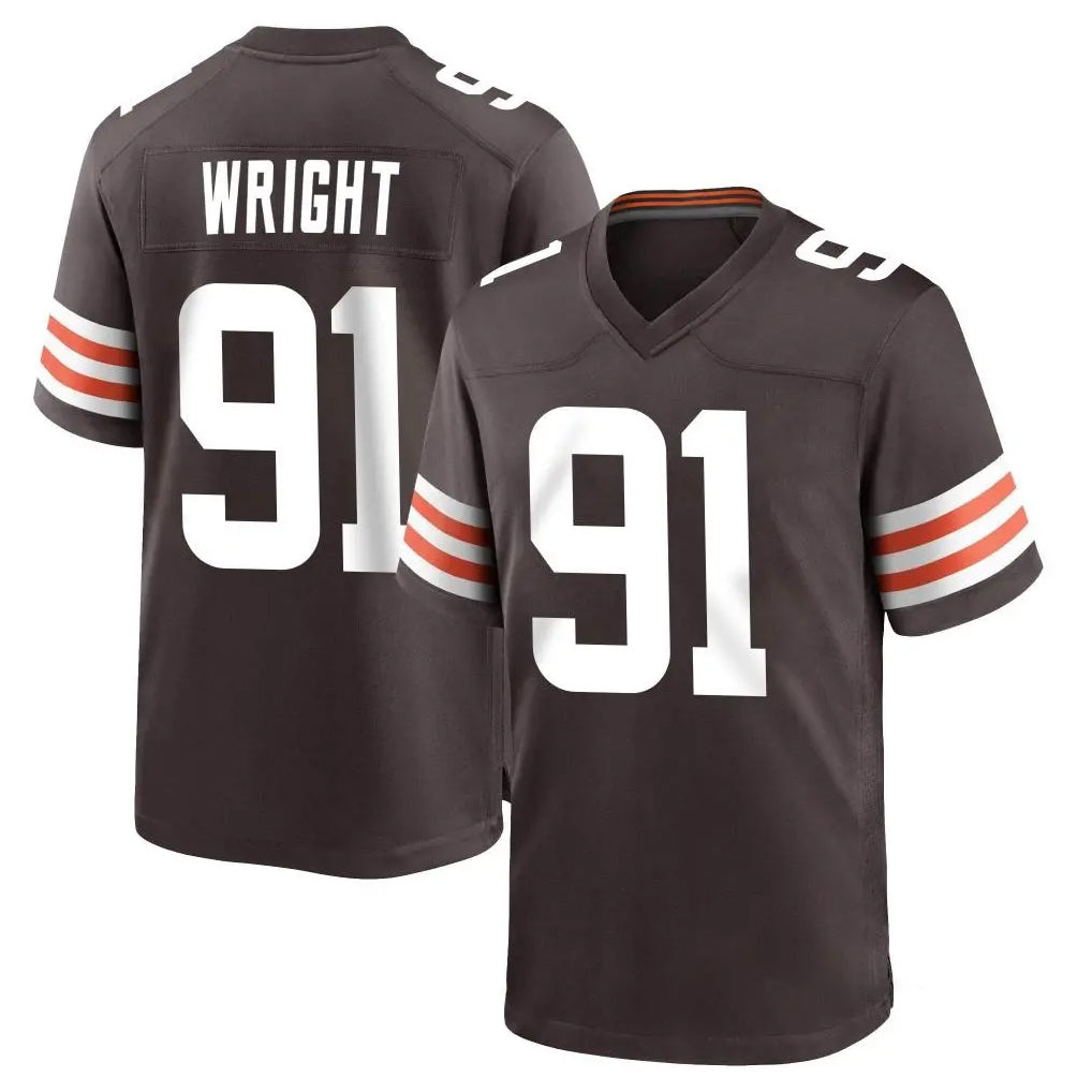 Ncoe C.Browns #91 Alex Wright Player Brown Home Game Stitched Jerseys