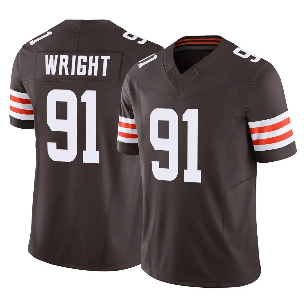 Ncoe C.Browns #91 Alex Wright Player Brown Vapor F.U.S.E. Limited Home Game Stitched Jerseys