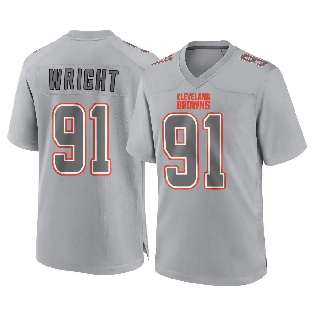 Ncoe C.Browns #91 Alex Wright Player Gray Atmosphere Fashion Game Stitched Jerseys