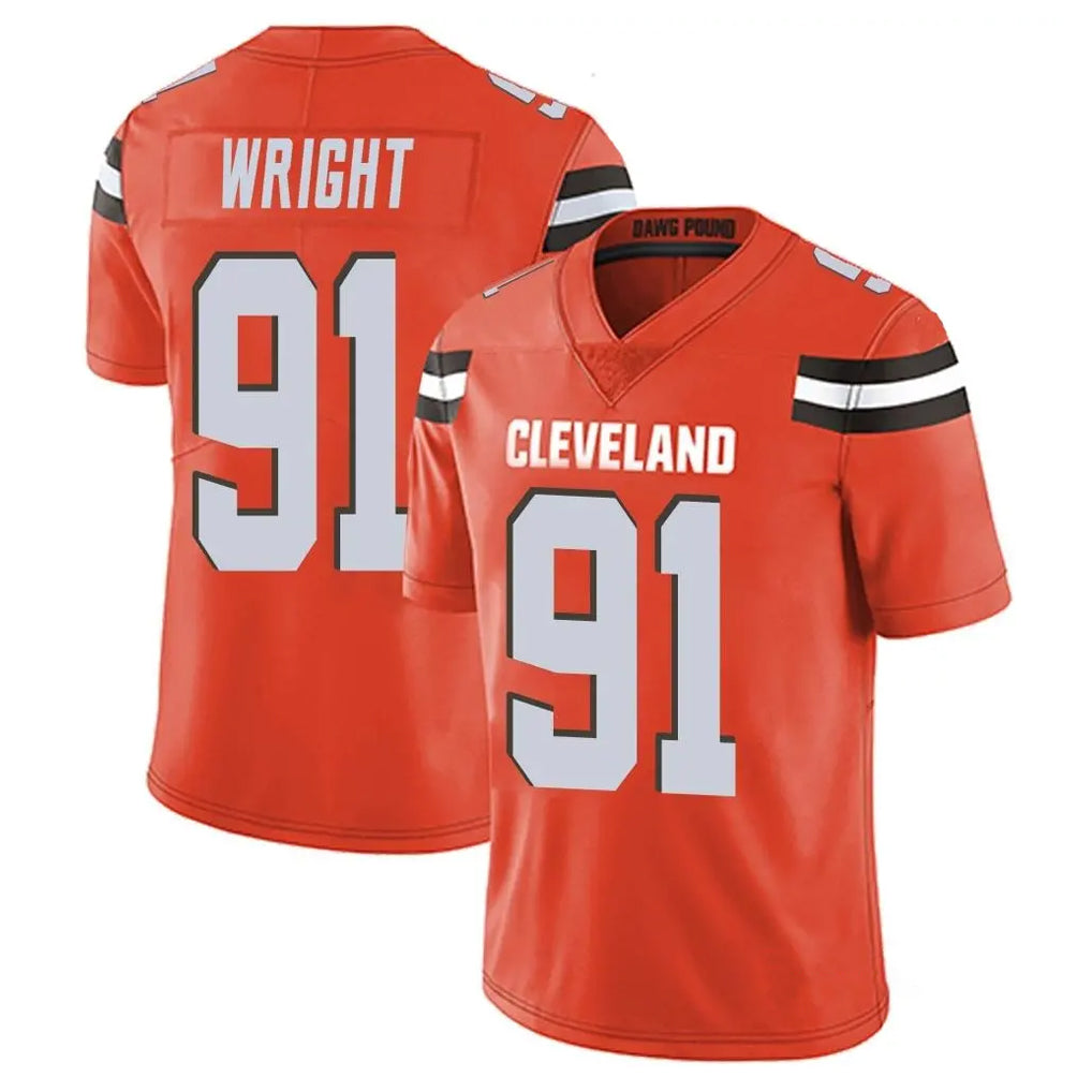 Ncoe C.Browns #91 Alex Wright Player Orange Alternate Vapor Untouchable Limited Home Game Stitched Jerseys