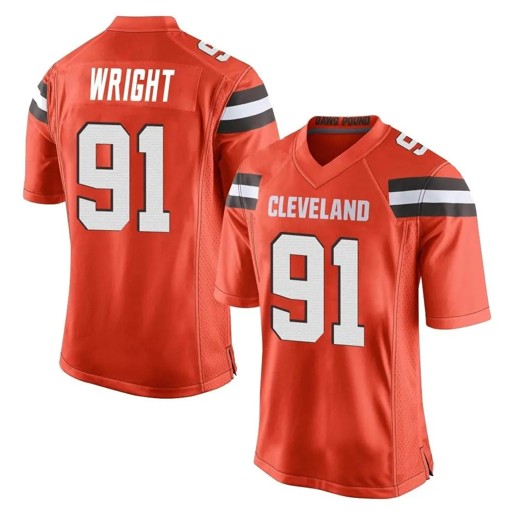 Ncoe C.Browns #91 Alex Wright Player Orange Home Game Stitched Jerseys