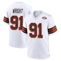 Ncoe C.Browns #91 Alex Wright Player White Alternate Home Game Stitched Jerseys
